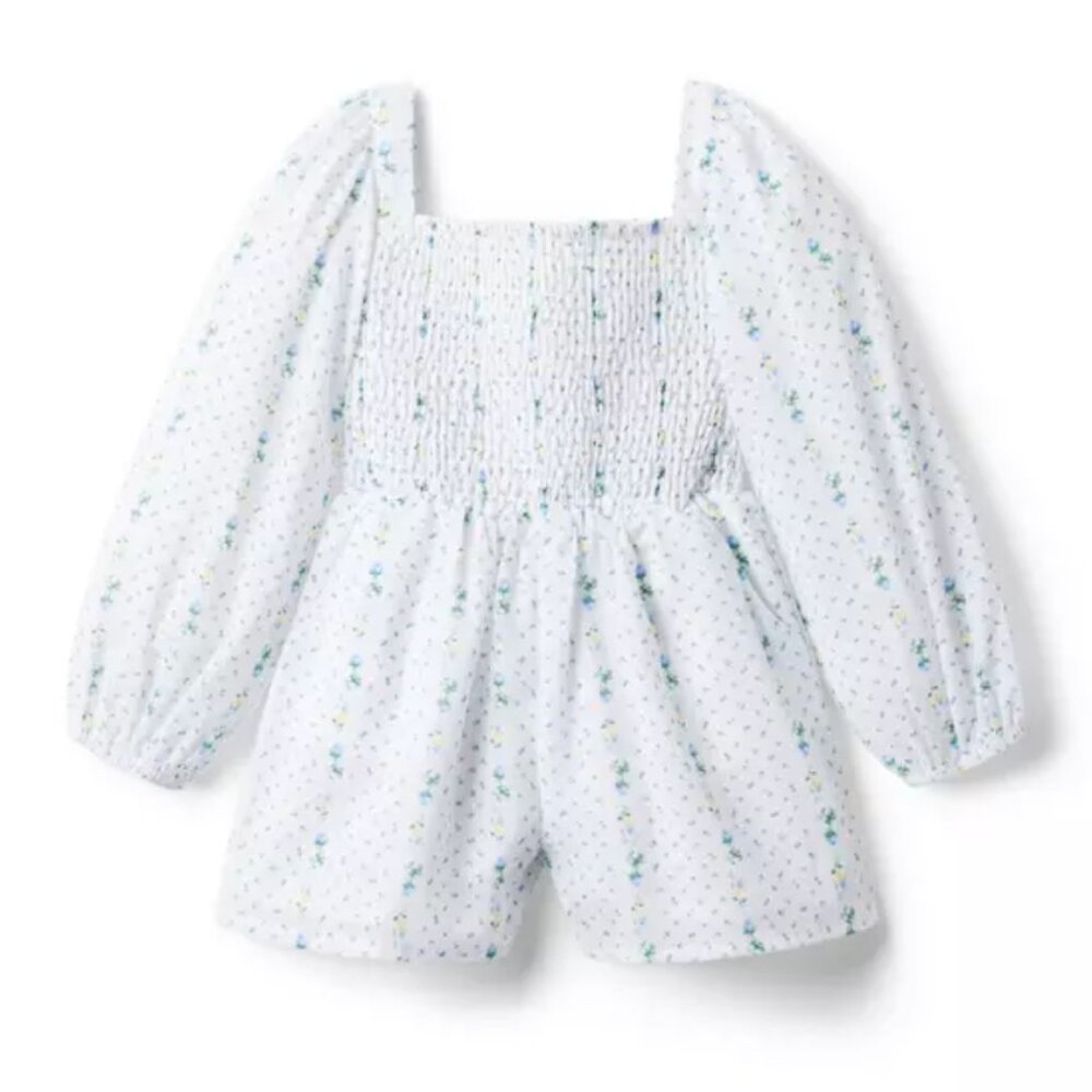 NWOT Janie and Jack Floral Smocked Chiffon Romper